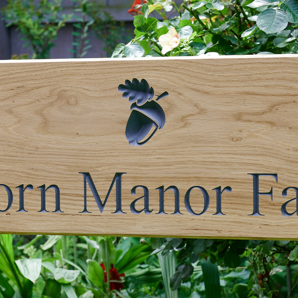 House Sign 86 House Sign With Double Morticed Posts – The Engraved Oak Company