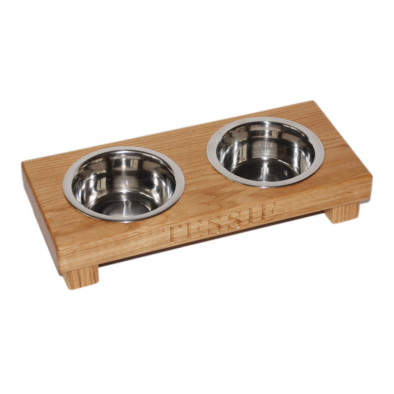 Personalised Medium Double Dog Bowl The Engraved Oak Company
