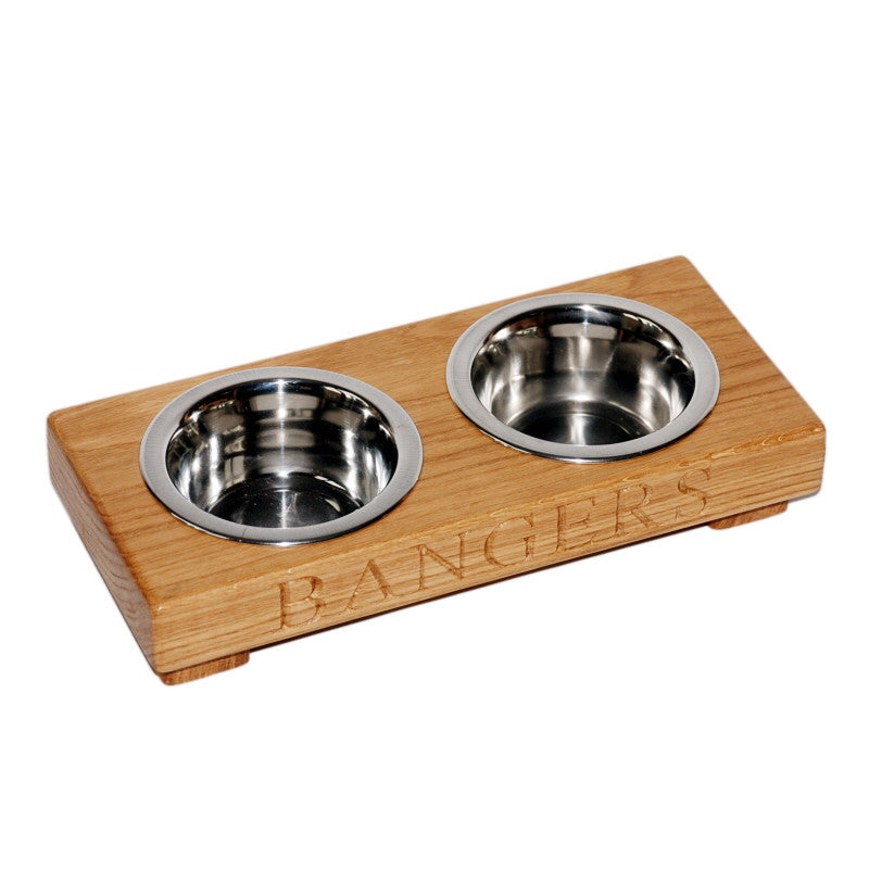 Small Double Dog Bowl - The Engraved Oak Company