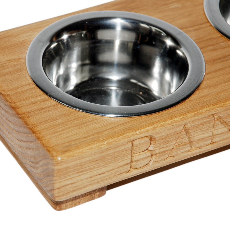Small Double Dog Bowl - The Engraved Oak Company