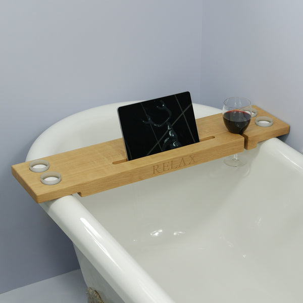 wooden bath caddy