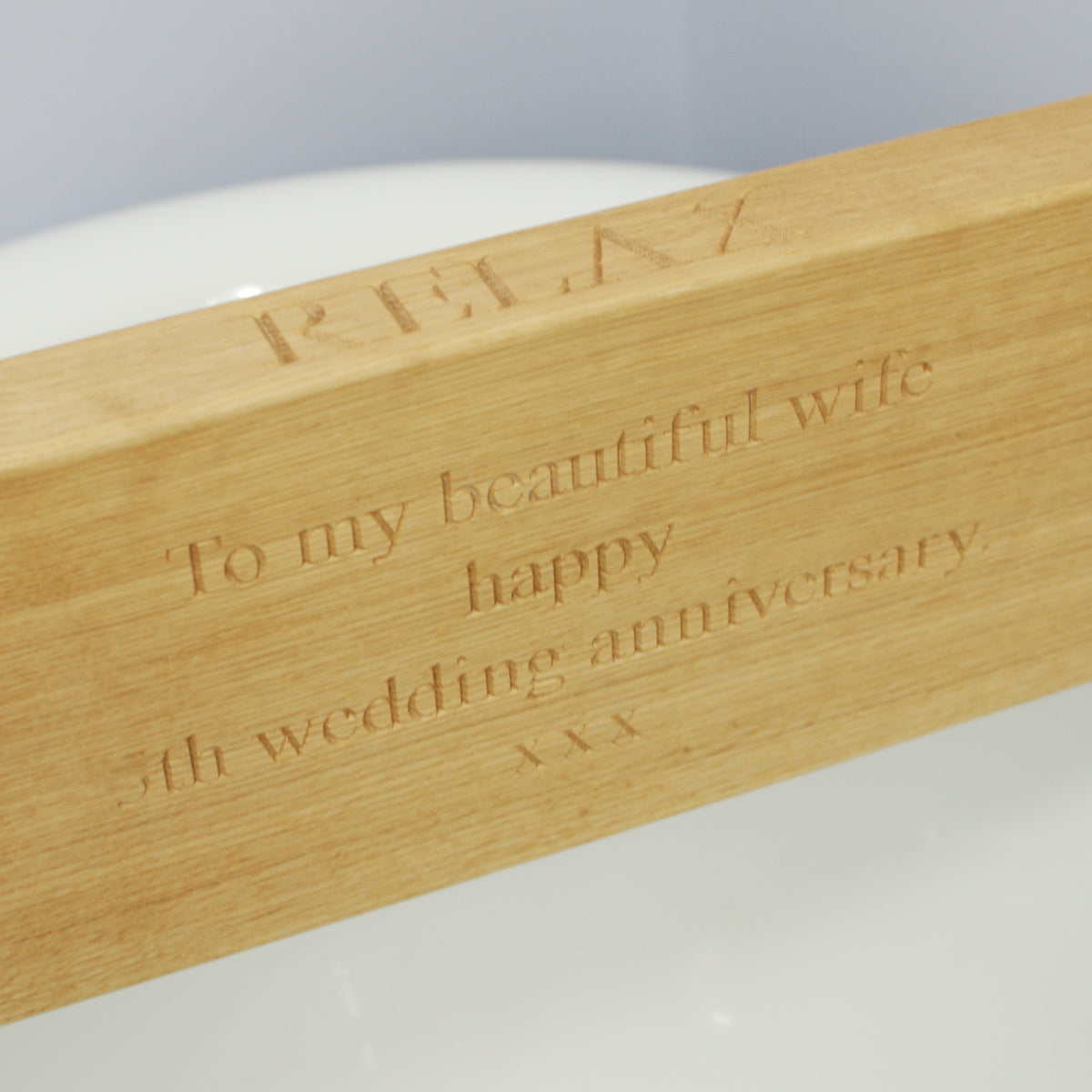 personalised wooden bath caddy